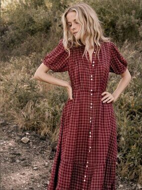 Doen Revi dress in Rouge Cottage Plaid sz S